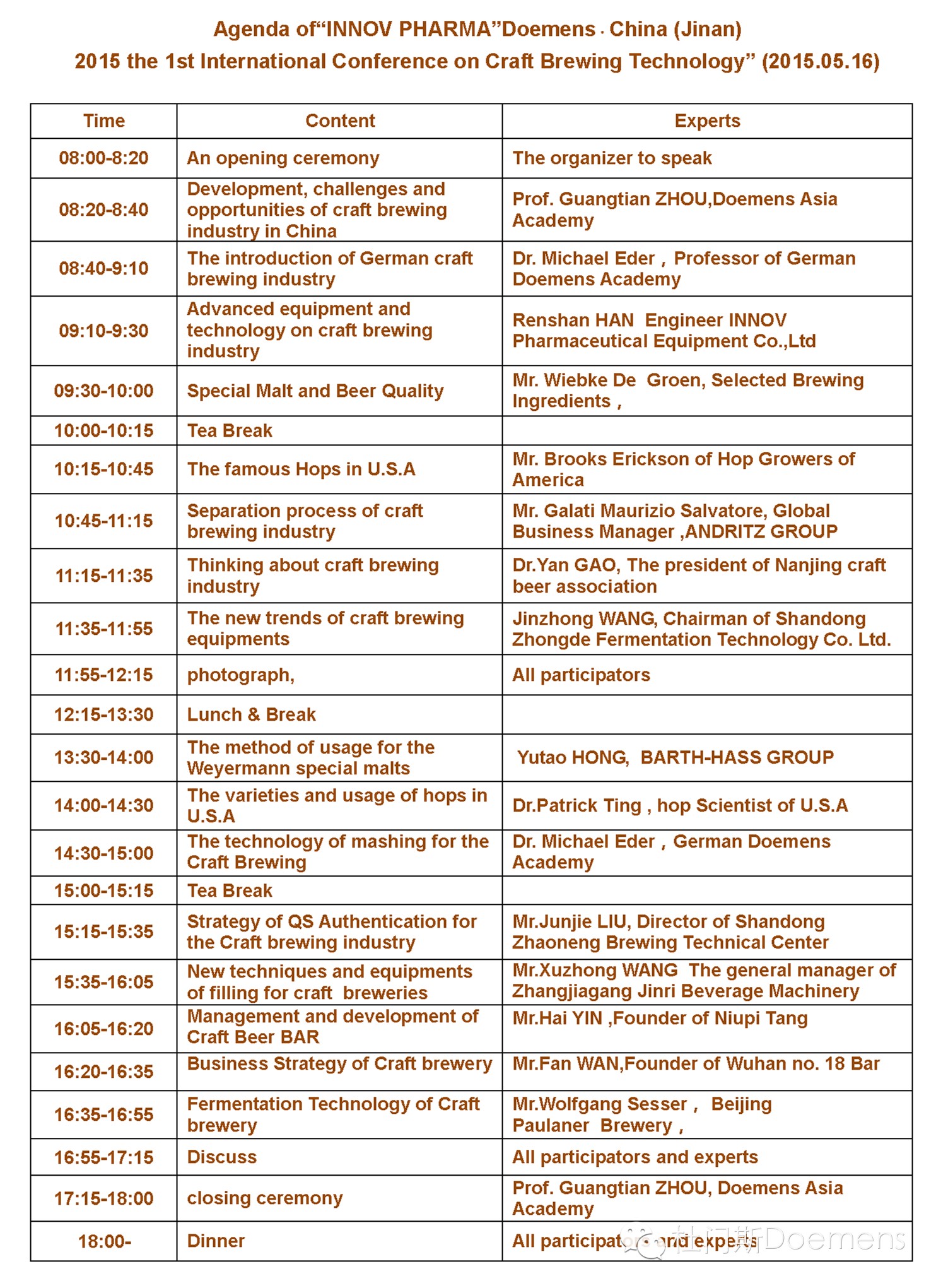 “怡诺珐玛”杜门斯·中国(济南)第一届国际精酿啤酒技术大会 “怡诺珐玛”杜门斯·中国(济南)第一届国际精酿啤酒技术大会