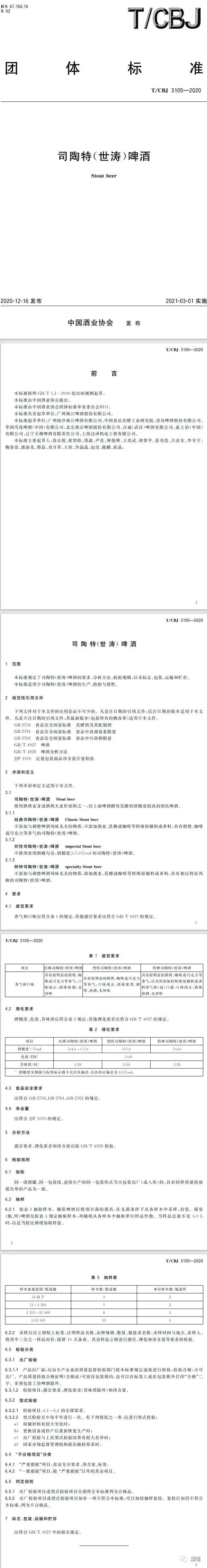 学习|新发布的《司陶特(世涛)啤酒》、《果蔬汁型啤酒》、《苹果酒》团体标准来了 学习|新发布的《司陶特(世涛)啤酒》、《果蔬汁型啤酒》、《苹果酒》团体标准来了